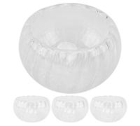 Operitacx 4 tazas chinas para degustación de té: Tazas de vidrio de doble pared resistentes al calor, diseño de calabaza a rayas, pequeñas de vidrio para el hogar, té Kung Fu, sake japonés, 100