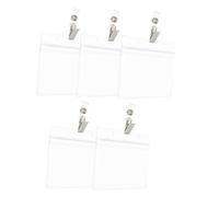 Operitacx 5 Fundas Transparentes para Tarjetas de Identificación PVC Protectores Impermeables para Carnés Laborales con Clip Metálico Horizontal para Personal y Estudiantes