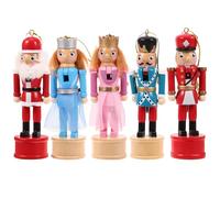 Operitacx 5 Piezas Cascanueces Tradicional de Madera para Decoración Navideña, Adorno de Mesa Realista para Festival y Estantería, Figura de Soldado Artesanal