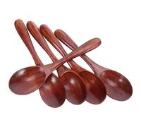 Operitacx 5 Unidades Cucharas de Madera Estilo Japonés para Sopa y Miel, Mango Largo de 15.5x4cm, Diseño Artesanal Fácil de Agarrar y Lavar, Ideales para Desayuno y Reuniones