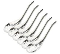 Operitacx 6 Cucharas de Acero Inoxidable Ranuradas para Servir Caviar Diseño Ergonómico, Utensilios de Cocina en Color Plata Ideales para Otros Alimentos