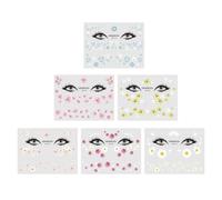 Operitacx 6 Pegatinas Faciales y Diseño Hermoso de Margarita Impermeables y Resistentes al Agua en Colores Surtidos Color Aleatorio para Maquillaje Mujer y