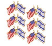 Operitacx 6 Piezas Pin Patriótico Banderas de Estados Unidos E Israel en Aleación de Zinc, Resistente al Desgaste Cierre Fiable para Eventos Patrióticos y Ocasiones Obsequios