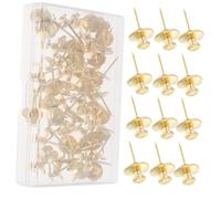 Operitacx 60 Piezas Tachuelas de Pared de Metal Dorado de Doble Cabeza Clavos para Colgar Cuadros Chinchetas Planas para Tableros de Corcho Decoración de Paredes y Fotos Uso Interior y