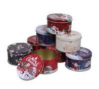 Operitacx 8 Cajas Metálicas Pequeñas de Hojalata para Tarjetas de Felicitación Navideñas, Reutilizables, con Diseño Navideño y Colores Brillantes para Decorar y Regalar en Varios estilos