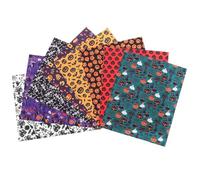 Operitacx 8 Piezas Tela para Patchwork con Estampado Temático de Halloween, Poliéster y Algodón, se Puede Recortar y Adaptar Libremente para Manualidades y Ambientación Festiva