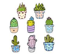 Operitacx 8 Pines de Solapa Diseño Creativo de Cactus de Dibujos Animados en Aleación, Accesorios Decorativos Delicados Vida Diaria y Fiestas Varios estilos
