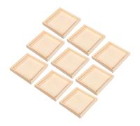 Operitacx 9 Piezas Bandeja Cuadrada de Madera Beige para Mezclar Pintura y Clasificar Rompecabezas, Organizador Versátil para Estudio y Escuelas, Tamaño 13x13x7 Cm