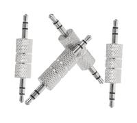 Operitacx Adaptador De Audio Macho a Macho 3,5 Mm Metálico 4 Piezas, Extensor De Cable Auxiliar Compacto, para Conexión De Micrófono Portátil, Color Metálico