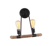 Operitacx Aplique de Pared Vintage con Cuerda de Yute Base Doble para Salón y Dormitorio Lámpara de Pared Industrial Retro sin Bombillas Decoración de Luz