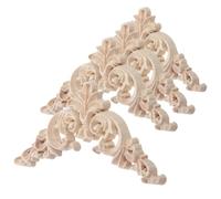 Operitacx Apliques de Madera Tallada 8X8 CM, 4 Piezas, sin Pintar para Decoración de Paredes y Espejos en Hogar y Manualidades