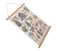 Operitacx Arte de Pared Estilo Retro Patrón de Plantas, Lienzo y Madera Natural, Colgante Vertical para Decoración de Salón, Comedor y Porche, Cuadro Colgante de Pergamino para Hogar