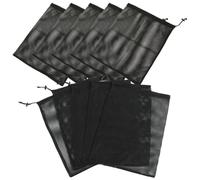 Operitacx Bolsa de Lavandería de Poliéster Negra Cordón, Multiusos y Resistente, 10 Unidades para Deporte y Natación, Tamaño 30x25 Cm