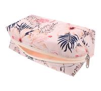 Operitacx Bolsa de Maquillaje Beige Diseño de Flamencos, Gran Capacidad, Neceser de Viaje Multifuncional para Mujer, Organizador de Cosméticos y Artículos de Tocador