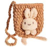 Operitacx Bolso Bandolera de Conejito para Niñas, Bolso Cruzado Kawaii de Poliéster Diseño 3D de Conejo, Tamaño Pequeño Color Camel, Monedero Infantil para Viaje, Fiestas y Compras
