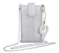 Operitacx Bolso Bandolera para Mujer en Color Plata con Llavero en Forma de Corazón, Portátil y Resistente al Desvanecimiento, Adecuado para Uso Diario y Viajes