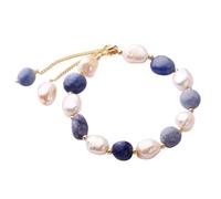 Operitacx Brazalete de Perlas de Agua Dulce con Cristal y Aventurina Azul para Mujer Joyería de Moda Regalo para Madre Cumpleaños y Eventos Elegantes