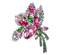 Operitacx Broche de Dama Flores de Cristal y Aleación Adornado Rhinestones, Pin para Sombreros y Ropa, Decorativo y Brillante para Uso Diario y Ocasiones Obsequios