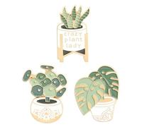 Operitacx Broche de Planta Suculenta Artificial en Aleación Verde, 3 Piezas, Diseño de Maceta de Dibujos Animados, Accesorio Decorativo Portátil para Bufandas y Fiestas