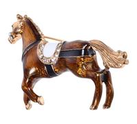 Operitacx Broche Práctico Elaboración Detallada Vintage de Aleación Dorada Diseño de Caballo de Estilo Antiguo Corte, Esmaltado Incrustaciones para Ropa
