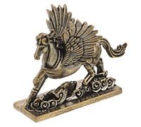 Operitacx Caballo del Zodiaco Coleccionable de Latón Dorado para Escritorio | Adorno del Año del Caballo, Figura Clásica de Pie, Decoración para Oficina y Año Chino