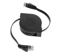 Operitacx Cable Ethernet Cat6 Retráctil Negro de 2 Metros Conectores Rj45 de Cobre para Conexión Segura en Routers y Teléfonos Voip, Fácil de Transportar