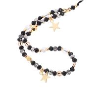 Operitacx Cadena Móvil de Cuentas Antideslizante con Colgante de Pulsera Práctica y Decorativa para Smartphone Accesorios Versátiles para Colgar Cuello y Bolso Color Negro Elegante