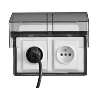 Operitacx Caja De Enchufes Impermeable Adhesiva Doble Posición 8.0X4.8X3.0 Pulgadas Protector Para Cocina Baño Instalación Fácil