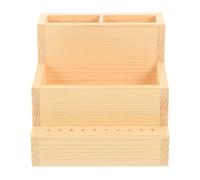 Operitacx Caja Organizadora de Maquillaje Estuche de Madera Estructura de Doble Capa y Superficie Lisa Diseño Minimalista para Pinceles y Cosméticos Adecuado para Hogar y Oficina