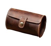 Operitacx Caja para Relojes de Cuero Vintage Estilo Rústico Organizador para 2 Relojes Portátil para Viaje al Aire Libre Color Marrón Estuche Práctico para Almacenamiento y Exhibición