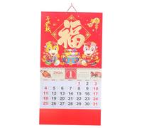 Operitacx Calendario Lunar Tradicional Año del Caballo con Foil Dorado Calendario Mensual Colgante para Año Chino Decoración Hogar Oficina