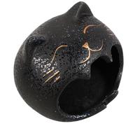 Operitacx Cenicero de Cerámica con Forma de Felino Negro, Gran Capacidad y Diseño Original, Adecuado para Oficina y Patio Función para Recoger Residuos