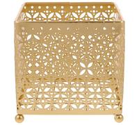 Operitacx Cesta Metálica Pequeña Multiusos para Escritorio, Soporte para Bolsas de Café y Maquillaje, Organizador de Cosméticos Dorado, Cesta Abierta para Almacenamiento en Hogar y Oficina