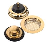 Operitacx Colador y Tapón de Fregadero de Cocina Inoxidable, Filtro de Drenaje Tapa Antidesbordamiento, Accesorio para Evitar Obstrucciones en Fregaderos Pequeños, Kit 3 Piezas para Uso