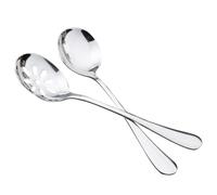 Operitacx Coladores de Acero Inoxidable Antideslizantes y Duraderas Set de 4 Cucharas Pequeñas Superficies Sólidas y Perforadas para Servir Comida Occidental para Uso Comercial