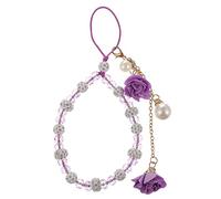 Operitacx Colgante Cristal para Móvil con Flores y Perlas Cadena Desmontable Multifunción Correa Ligera Antideslizante Accesorio para Llaves y Teléfono Color