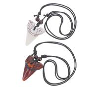 Operitacx Collares de Diente de Tiburón de Resina Ajustables para Hombre, 2 Piezas (blanco y Marrón), Colgante Playa Surfero, Collar Colmillo Real Ligero y Resistente, Accesorio