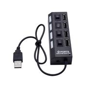 Operitacx Concentrador Material Abs Interruptores Independientes de 4 Puertos USB Diseño Negro Compacto Adecuado para Escuela y Viaje