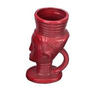 Operitacx Copa de Cerámica Creativa para Vino y Whisky 280ml Color Rojo Diseño Retro Adecuado para Fiesta Hawaiana y Barra