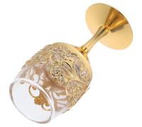 Operitacx Copa de Licor Retro Estilo Europeo de Vidrio Dorado, Copa de Whisky Reutilizable para Fiestas y Hogar, Vaso de Vino Vintage Alto y Decorativo