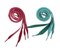 Operitacx Cordones Planos de Terciopelo 1,6cm de Ancho para Zapatos Slip-ons y Botas, 2 Pares en Colores Rojo y Verde, Diseño Elegante y Acabado Fino