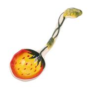 Operitacx Cucharas de Cerámica Creativas Diseño de Fresa y Mango Largo, Cucharas para Sopa y Arroz Forma Irregular, Aptas para Mesa de Comedor