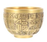 Operitacx Cuenco Decorativo Diseño de Cuenca Fortuna de Latón Dorado para Escritorio Accesorio de Decoración para Oficina que Atrae Riqueza y Buena Suerte