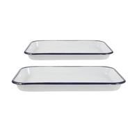 Operitacx de Bandejas Rectangulares Esmaltadas para Hornear Resistentes al Calor y Fáciles de Limpiar 2 Piezas Ideales para Servir y Cocinar en Cocina