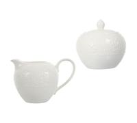 Operitacx de Jarra de Leche y Azucarero de Color Claro, Multiusos y Fácil de Limpiar Juego de 2 Piezas de Cerámica Diseño Elegante para Café y Mesa