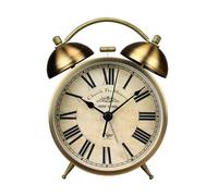 Operitacx Despertador Redondo Pequeño Vintage Campana, Alarma Fuerte y Manecillas Silenciosas, Reloj de Metal y Vidrio para Dormitorio U Oficina
