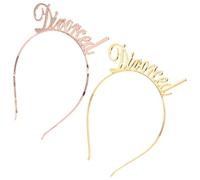 Operitacx Diadema Cabello de Aleación 2 Piezas Dorada y Rosa Metálica, Banda Decorativa Letras para Fiesta de Divorcio, Accesorios para Mujer y Niñas, Tocado Ligero y Resistente