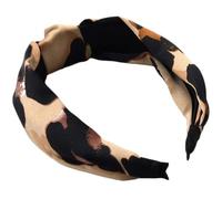 Operitacx Diadema de Leopardo Nudo Central, Diseño de Satén Digital, Accesorio Cabello de Dama, Compacto y Elástico, Adecuado para Fiesta, Escuela y Uso Diario, 1 Pieza