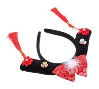 Operitacx Diadema Estilo Palacio Chino Rojo Brillante, Aro Decorativo Cabello, Accesorio Femenino Ligero y Elegante para Fiestas y Bodas, Diadema de Encaje Sencilla y Sofisticada, 1 Pieza