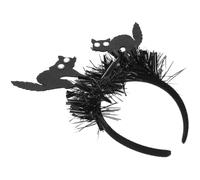 Operitacx Diadema Negra Estilo Gato para Halloween Aros Cabello de Tela y Plástico, Resistente Mantiene la Forma, Adecuado para Fiestas Temáticas